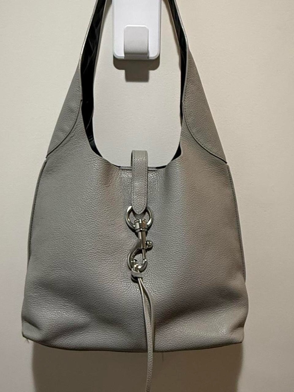 Rebecca Minkoff Gray Leather Hobo Bag Silver Hardware